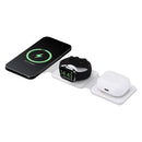 White - Side - Floso Armus Recycled Plastic 3 in 1 Wireless Charging Pad