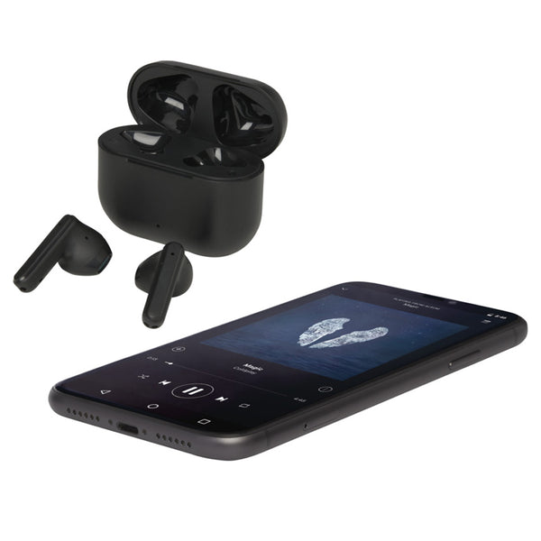 Black - Side - Floso Altais Recycled Plastic Wireless Earbuds
