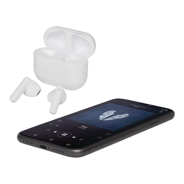 White - Side - Floso Altais Recycled Plastic Wireless Earbuds