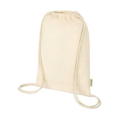 Natural - Back - Floso Odisha Organic Cotton Drawstring Bag
