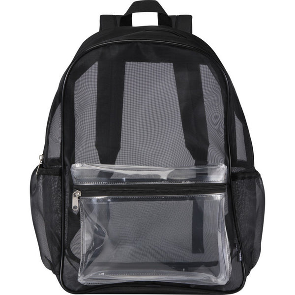 Black - Front - Floso Plain Mesh Backpack