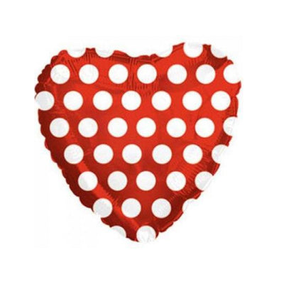 Red-White - Front - Floso Polka Dot Foil Balloon