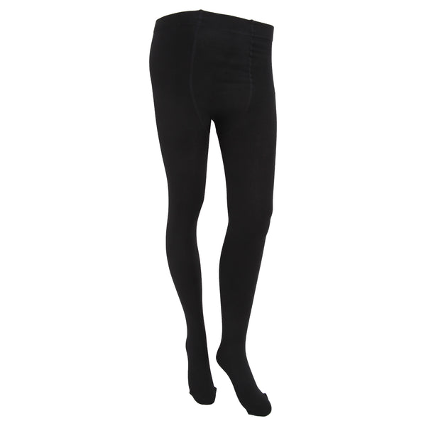 Black - Front - FLOSO Womens-Ladies Plain Thermal Tights With Brushed Inner (0.5 Tog)