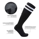 Black-Red - Back - Floso Mens Striped Knee Length Football Socks (Pack of 3)
