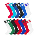 White-Blue - Front - Floso Mens Striped Knee Length Football Socks (Pack of 3)