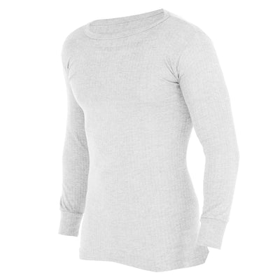White - Front - FLOSO Mens Thermal Underwear Long Sleeve Vest Top (Viscose Premium Range)