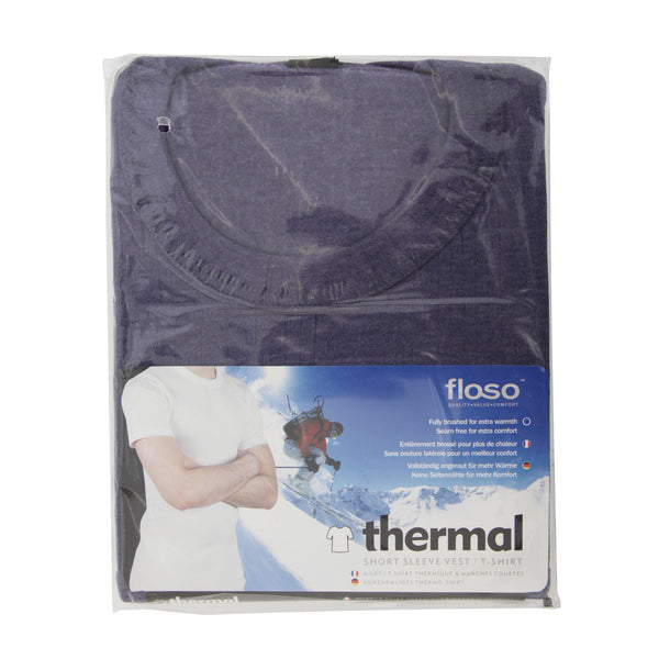 Denim - Back - FLOSO Mens Thermal Underwear Short Sleeve T-Shirt Vest Top (Standard Range)