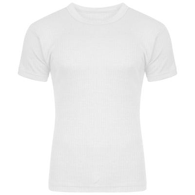 White - Front - FLOSO Mens Thermal Underwear Short Sleeve T-Shirt Vest Top (Standard Range)