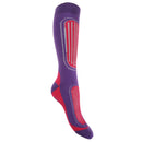 Fuchsia-Purple - Side - FLOSO Womens-Ladies Ski Socks (Pack Of 2)