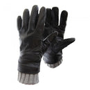Front - FLOSO Mens Sheepskin Leather Gloves With Knit Trim