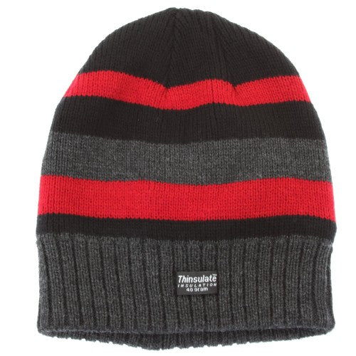Front - FLOSO Mens Striped Thermal Thinsulate Winter Hat (3M 40g)