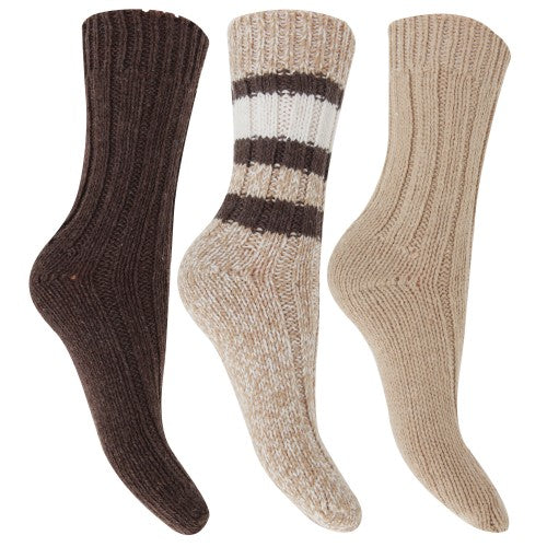 Front - FLOSO Ladies/Womens Thermal Thick Chunky Wool Blended Socks (Pack Of 3)