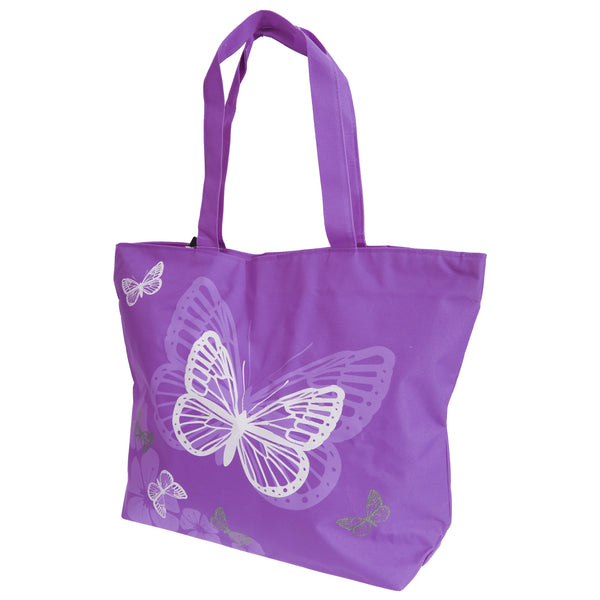 Purple - Front - FLOSO Womens-Ladies Floral Butterfly Design Handbag