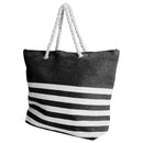 White-Black - Front - FLOSO Womens-Ladies Stripe Pattern Straw Woven Summer Handbag