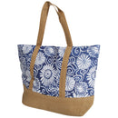 Blue - Front - FLOSO Womens-Ladies Woven Floral Print Summer Handbag