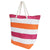 White-Orange - Front - FLOSO Womens-Ladies Stripe Patterned Canvas Summer Handbag