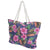 Navy - Front - FLOSO Womens-Ladies Floral Patterned Canvas Summer Handbag