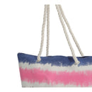 Navy-White-Pink-Grey - Back - FLOSO Womens-Ladies Faded Stripe Design Canvas Summer Handbag