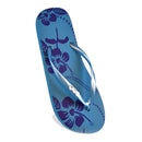Blue - Front - FLOSO Ladies-Womens Hibiscus Printed Flip Flops With Jewel Trim
