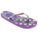 Lilac - Front - FLOSO Girls Heart Print Flip Flops With Heart Printed Strap