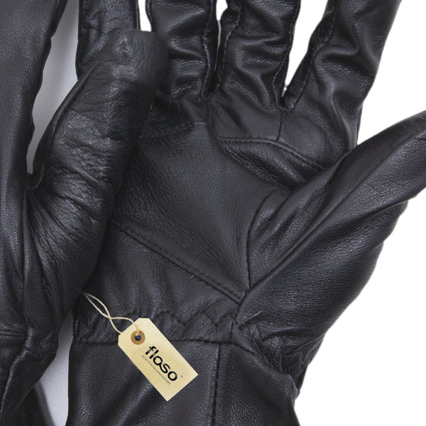 Black - Back - FLOSO Mens Genuine Leather Gloves