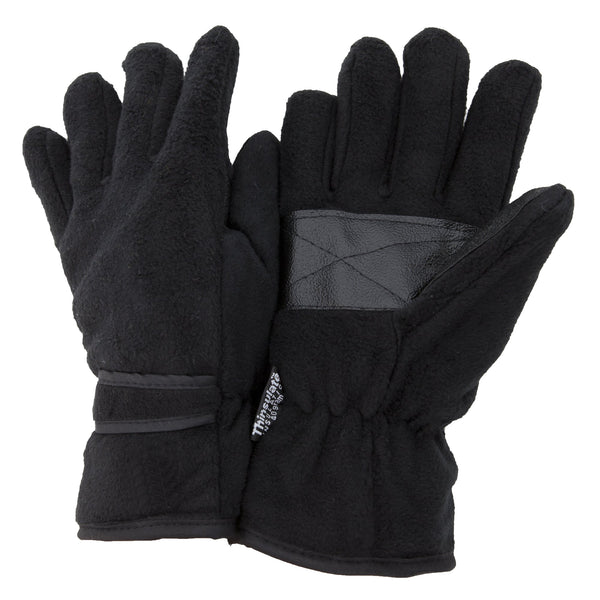 Black - Front - FLOSO Mens Thinsulate Thermal Fleece Gloves With Palm Grip (3M 40g)