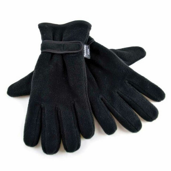 Black - Back - FLOSO Mens Thinsulate Thermal Fleece Gloves With Palm Grip (3M 40g)