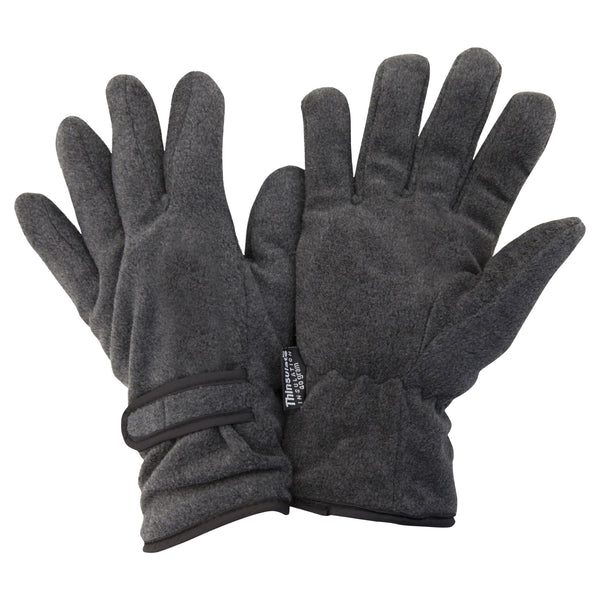 Grey - Front - FLOSO Mens Thinsulate Winter Thermal Fleece Gloves (3M 40g)