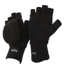 Black - Front - FLOSO Unisex Mens-Womens Thinsulate Thermal Capped Winter Fingerless Gloves (3M 40g)
