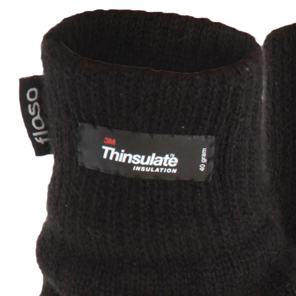 Black - Back - FLOSO Mens Thermal Thinsulate Knitted Winter Gloves (3M 40g)