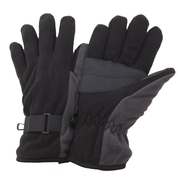 Black - Front - FLOSO Mens Heavy Fleece Winter-Ski Thermal Gloves With Grip