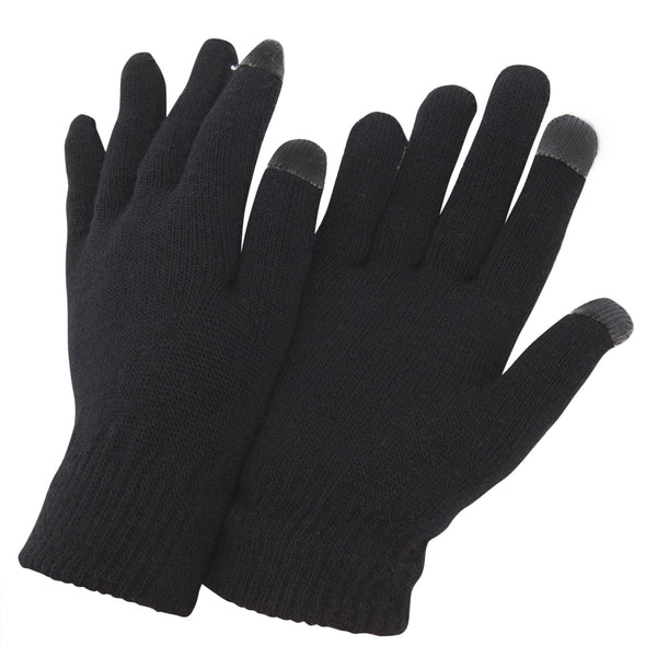 Black - Front - FLOSO Mens IPhone-iPad Mobile Touch Screen Winter Magic Gloves