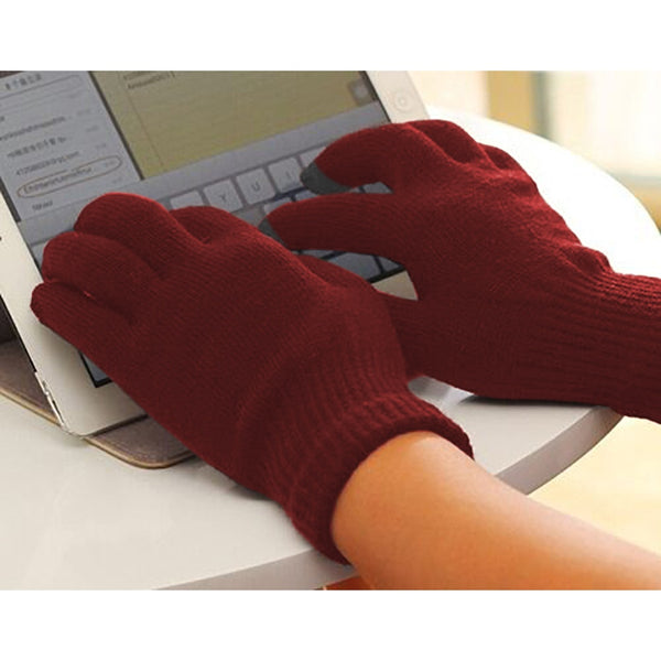 Oxblood - Back - FLOSO Unisex Mens-Womens IPhone-iPad Mobile Touch Screen Winter Magic Gloves