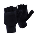 Navy - Front - FLOSO Mens Plain Thermal Winter Capped Fingerless Gloves