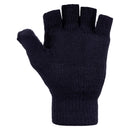 Navy - Back - FLOSO Mens Plain Thermal Winter Capped Fingerless Gloves