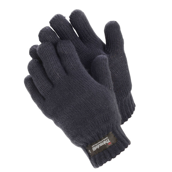 Navy - Front - FLOSO Childrens Unisex Knitted Thermal Thinsulate Gloves (3M 40g)
