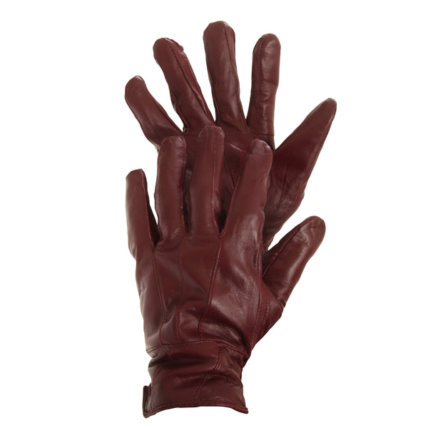 Maroon - Front - FLOSO Ladies-Womens Sheepskin Leather Gloves