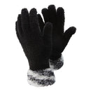 Black-Grey - Front - FLOSO Ladies-Womens Fluffy Extra Soft Winter Gloves With Patterned Cuff