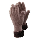 Latte-Brown - Front - FLOSO Ladies-Womens Fluffy Extra Soft Winter Gloves With Patterned Cuff