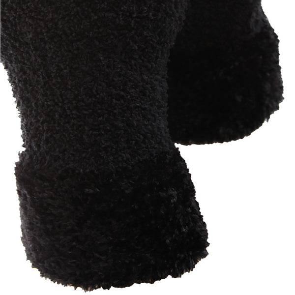 Black-Black - Back - FLOSO Ladies-Womens Fluffy Extra Soft Winter Gloves With Patterned Cuff