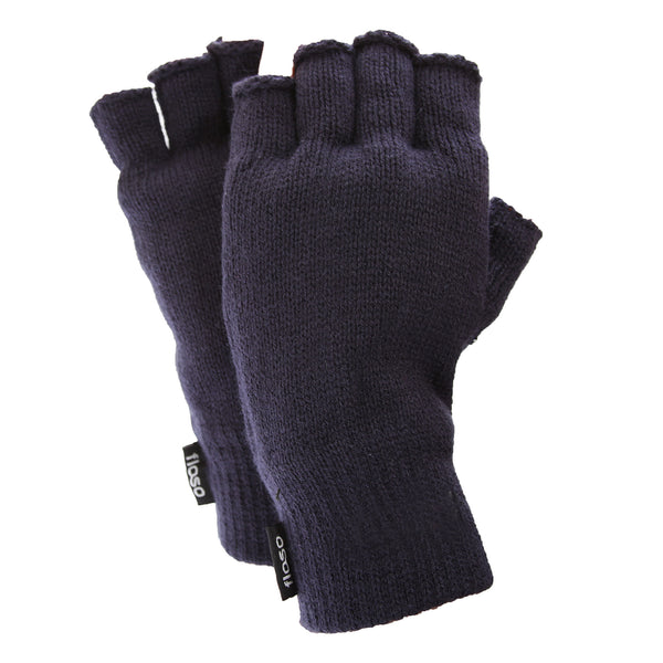 Navy - Front - FLOSO Mens Thinsulate Thermal Fingerless Gloves (3M 40g)