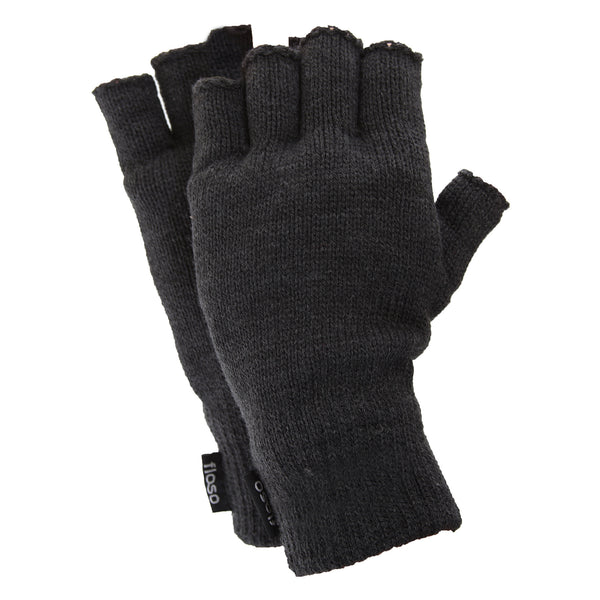 Charcoal - Front - FLOSO Mens Thinsulate Thermal Fingerless Gloves (3M 40g)