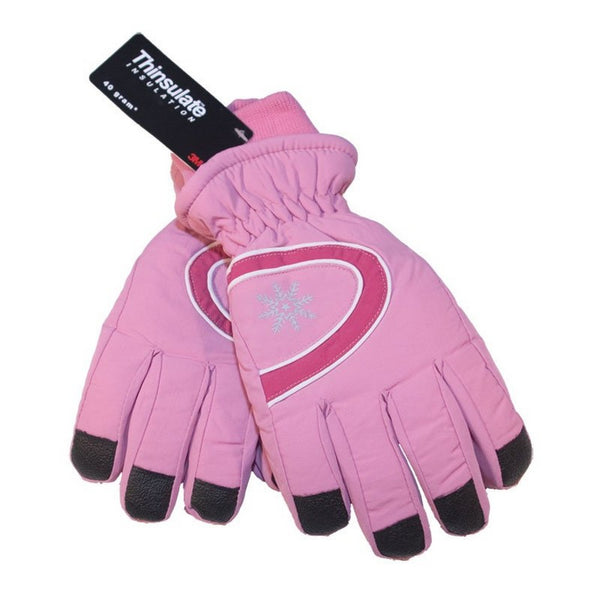 Baby Pink - Back - Floso Ladies-Womens Thinsulate Extra Warm Thermal Padded Winter-Ski Gloves With Palm Grip (3M 40g)