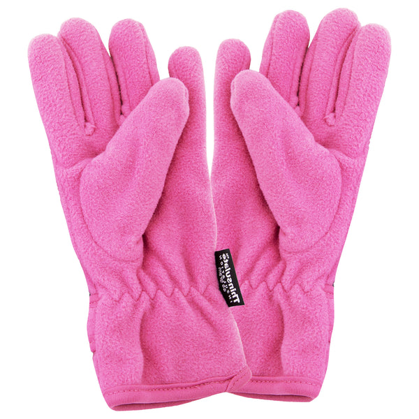 Pink - Back - FLOSO Girls Childrens-Kids Plain Thermal Thinsulate Fleece Gloves (3M 40g)