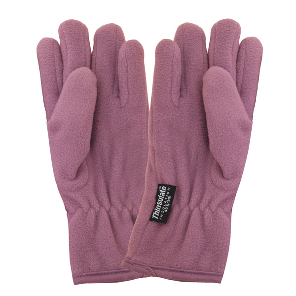 Baby Pink - Front - FLOSO Girls Childrens-Kids Plain Thermal Thinsulate Fleece Gloves (3M 40g)
