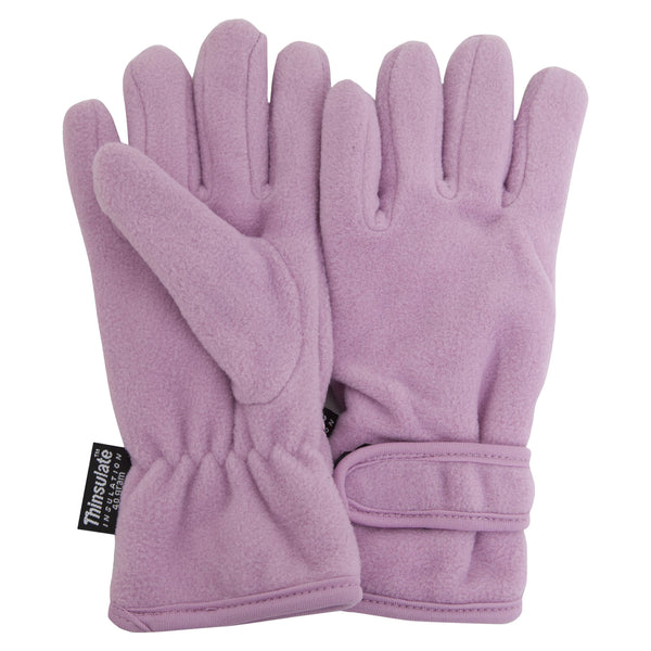Cream - Front - FLOSO Girls Childrens-Kids Plain Thermal Thinsulate Fleece Gloves (3M 40g)