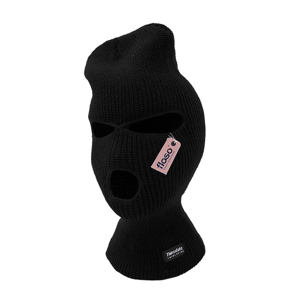 Black - Front - FLOSO Mens Thermal Thinsulate Balaclava With Eyes And Mouth Holes (3M 40g)