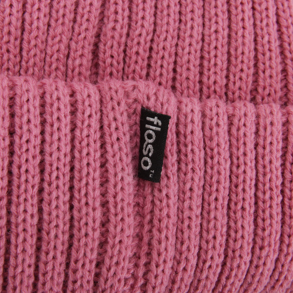 Dusky Pink - Back - FLOSO Ladies-Womens Chunky Knit Thermal Thinsulate Winter-Ski Hat (3M 40g)