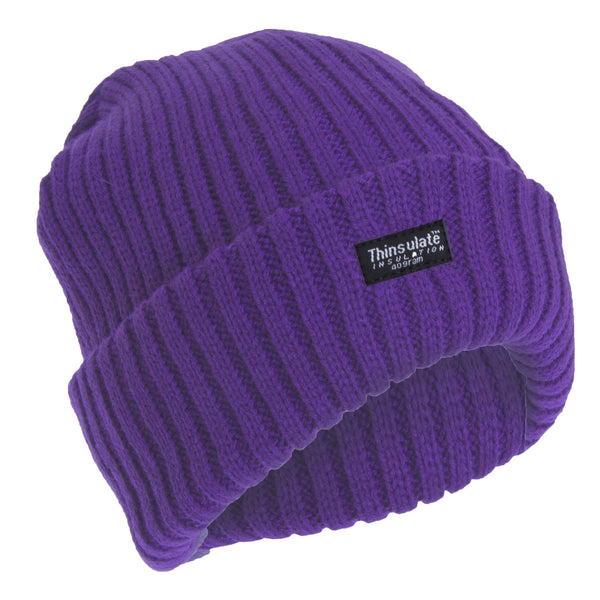 Purple - Front - FLOSO Ladies-Womens Chunky Knit Thermal Thinsulate Winter-Ski Hat (3M 40g)