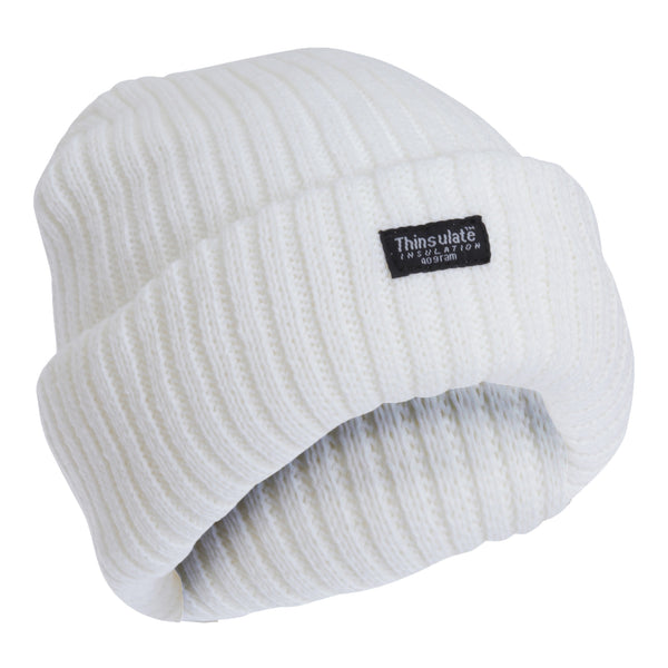 Snow White - Front - FLOSO Ladies-Womens Chunky Knit Thermal Thinsulate Winter-Ski Hat (3M 40g)